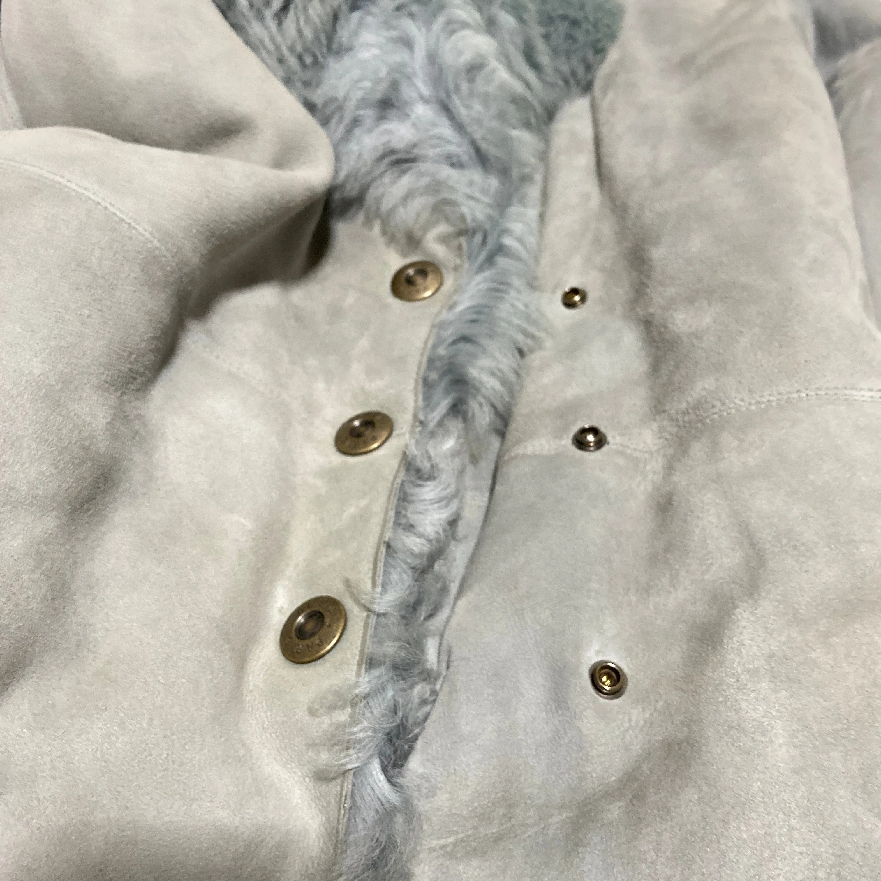 Alaïa mint blue shearling fur trimlambskin coat jacket