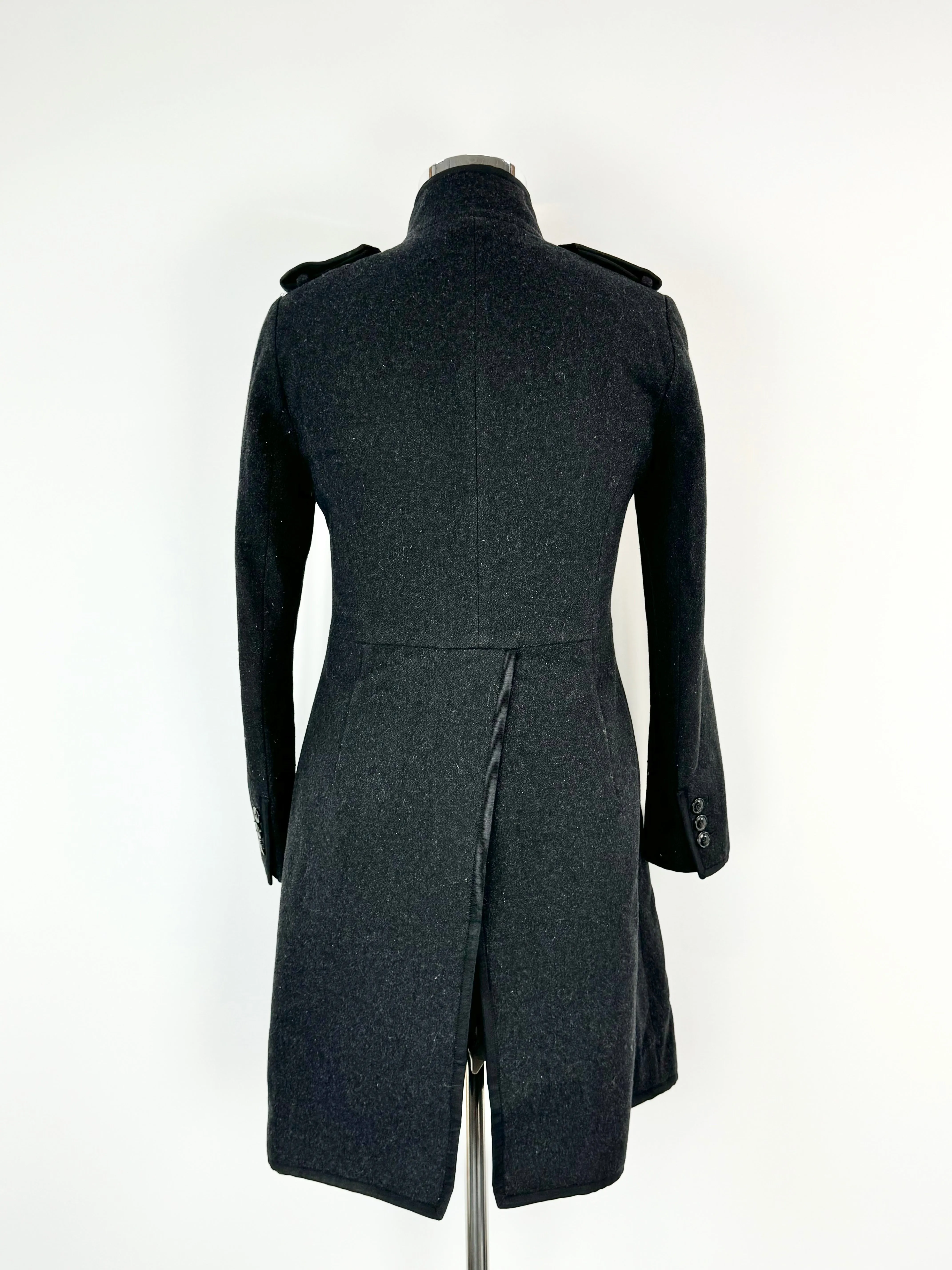 Arthur Galan Charcoal Double Breasted Wool Blend Coat - AU12