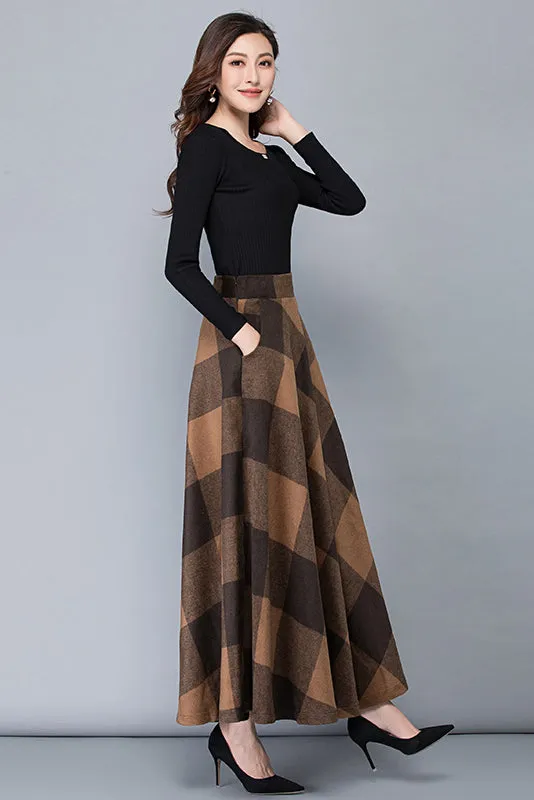 Autumn Vintage Inspired Plaid Wool Skirt 3782