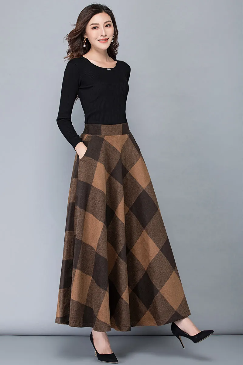 Autumn Vintage Inspired Plaid Wool Skirt 3782