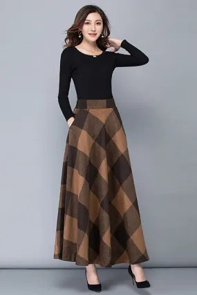 Autumn Vintage Inspired Plaid Wool Skirt 3782