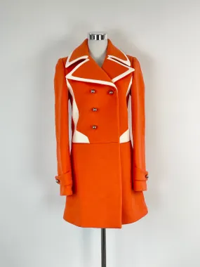 Bally Orange & White Contrast Wool Coat - AU8