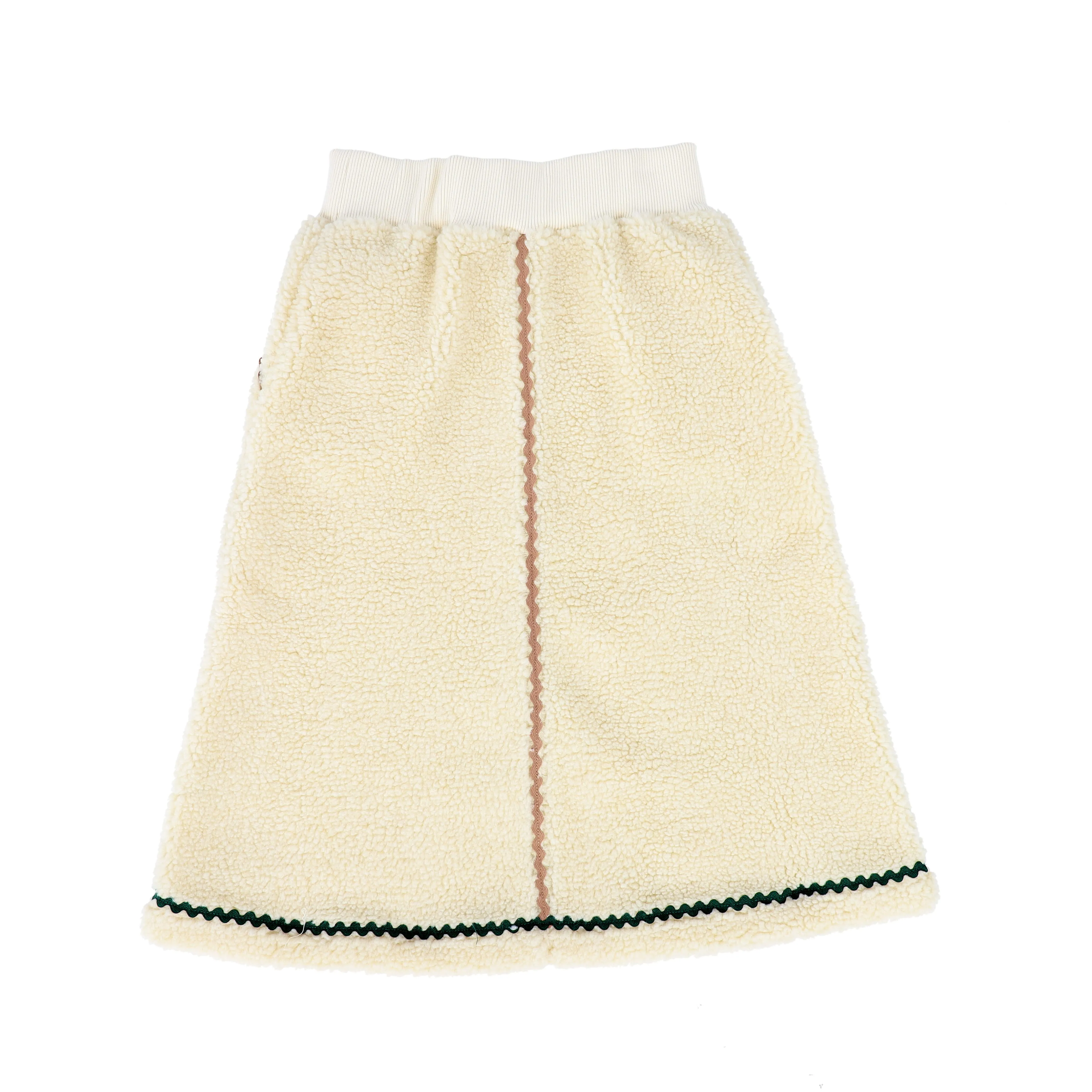 BELLE CHIARA ECRU SHERPA TRIM SKIRT [Final Sale]