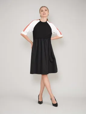 Black Dress with Red Strip on Sleeve