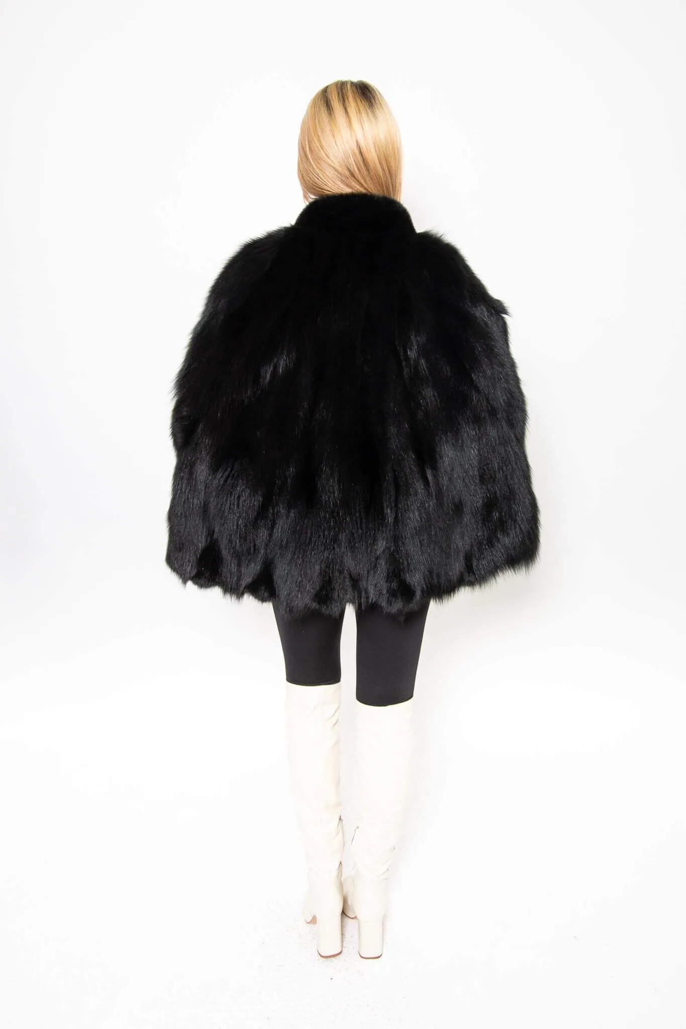 Black Fox Fur Patchwork Cape