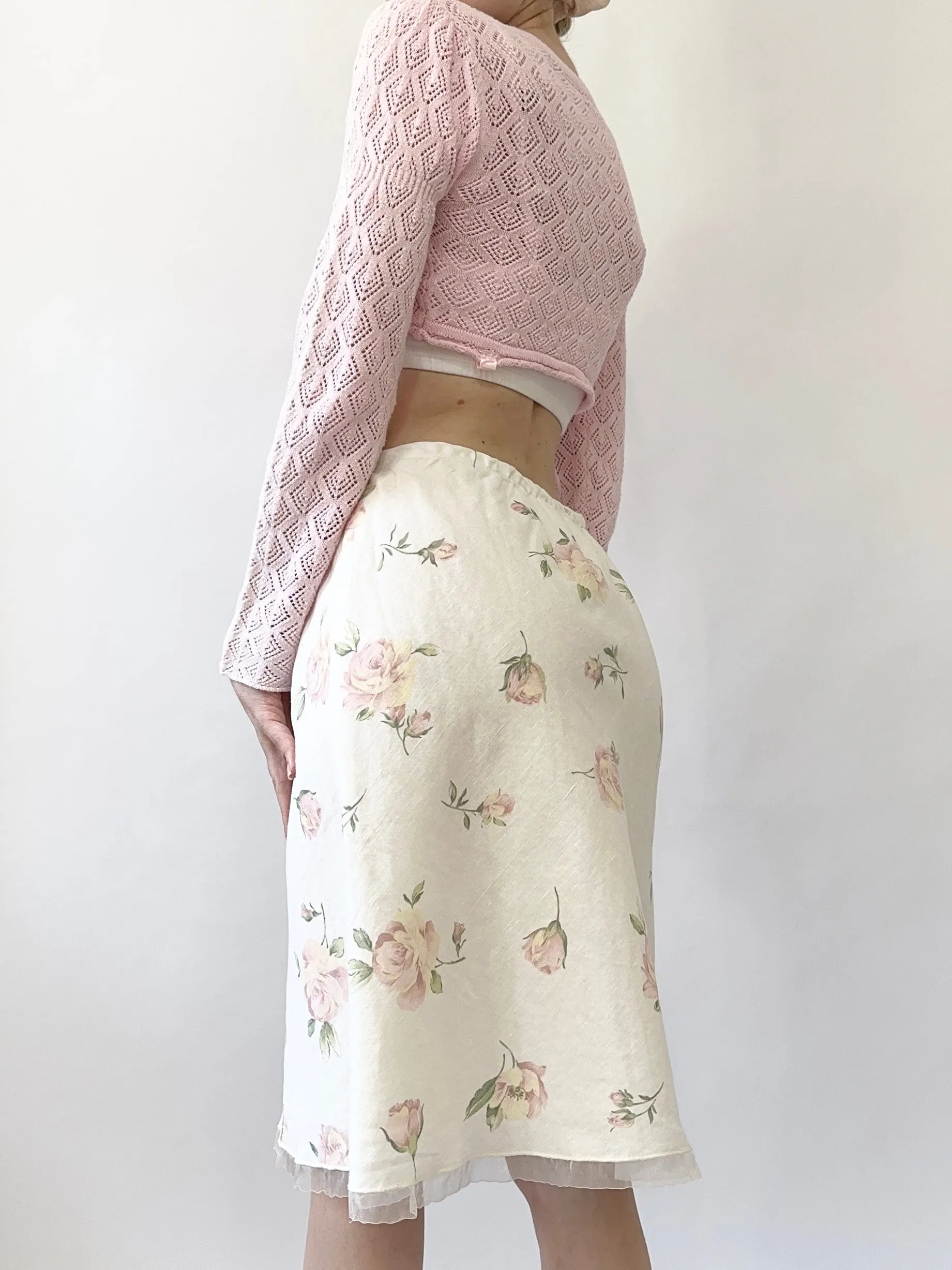 Blushing Rose Linen Skirt (XS)
