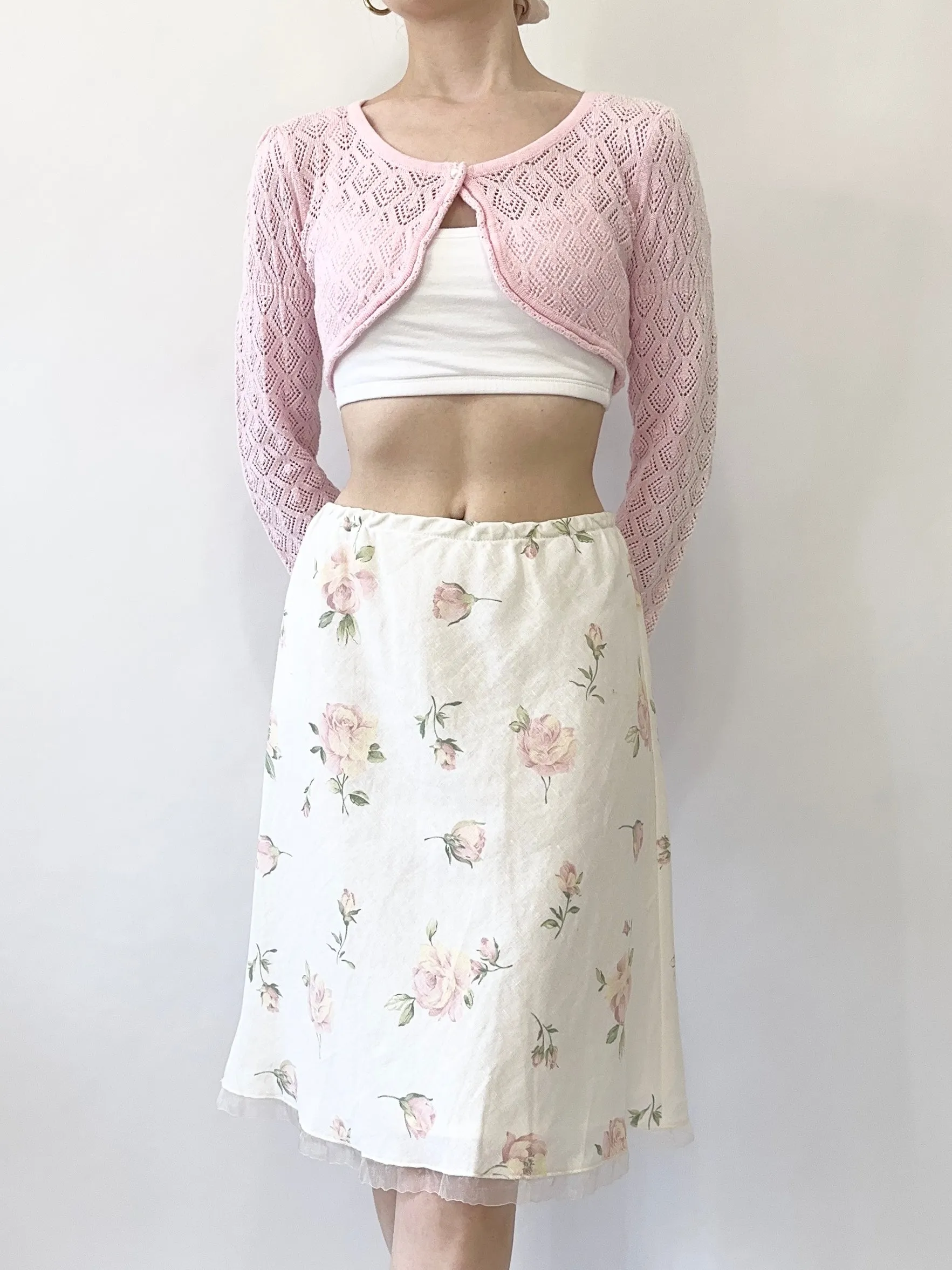 Blushing Rose Linen Skirt (XS)