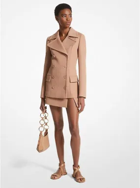 Bonded Wool Blend Gabardine Peacoat