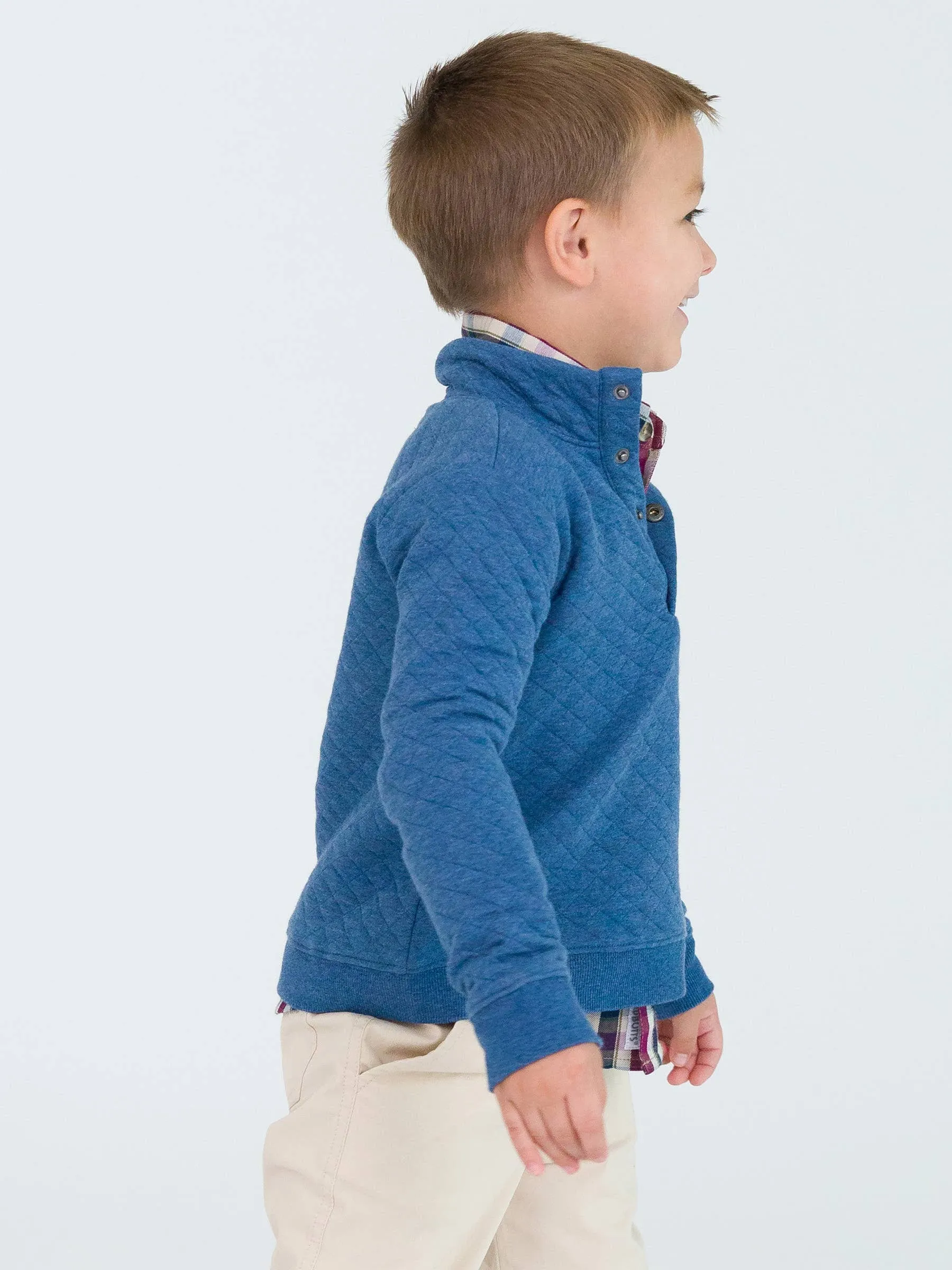 Boys Navy & Honey Wide Stripe Long Sleeve Rugby Polo