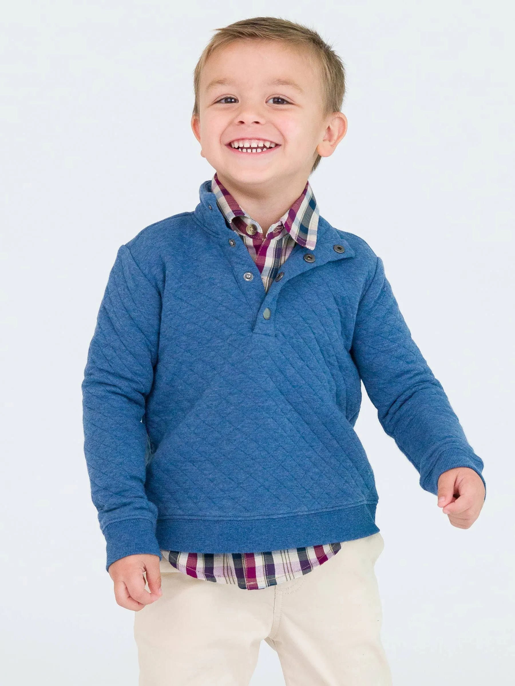 Boys Navy & Honey Wide Stripe Long Sleeve Rugby Polo