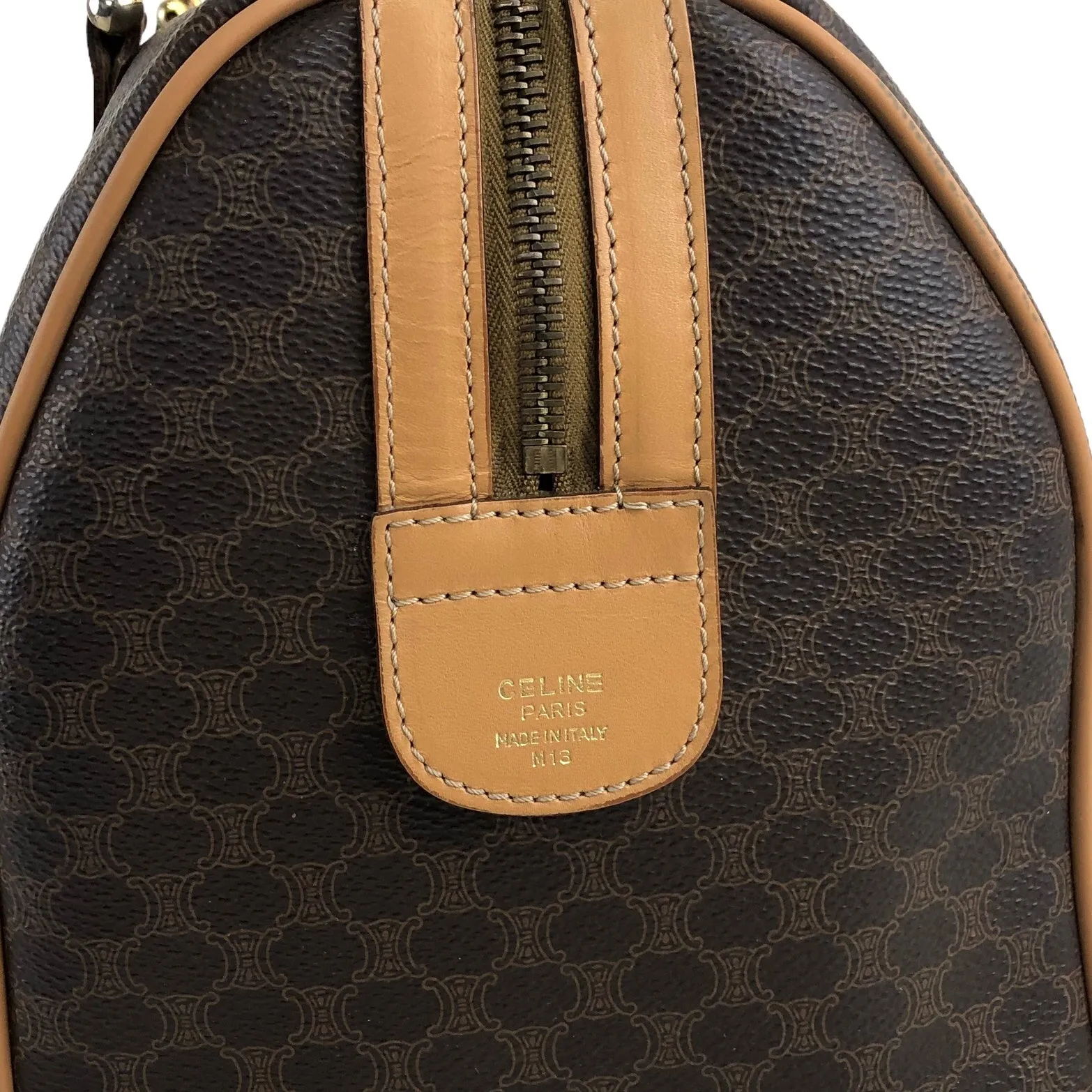 CELINE Macadam Blason Small Boston bag Brown Vintage hf4snn