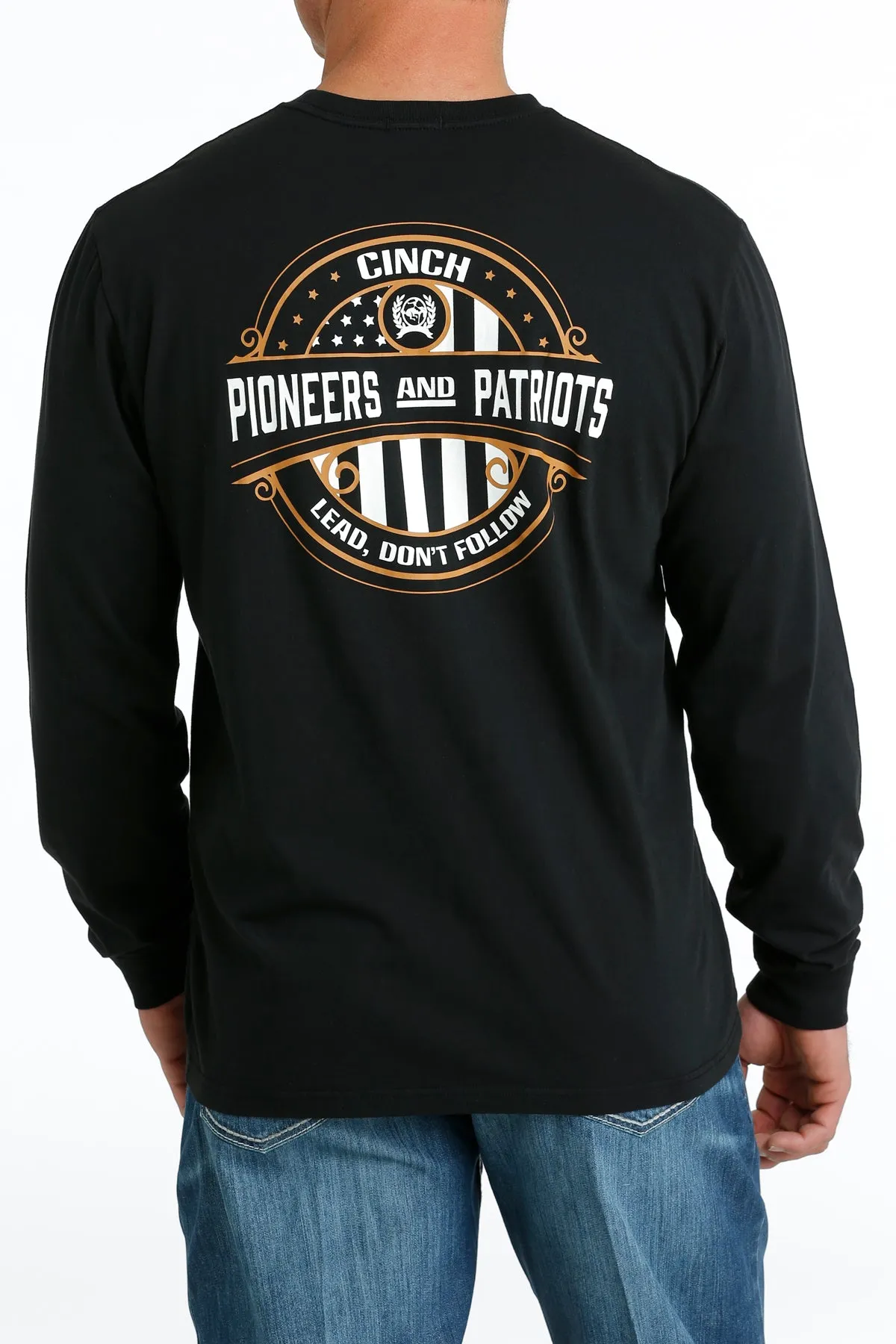 Cinch Men's "Pioneer & Patriots" L/S Graphic Logo T-Shirt in Black