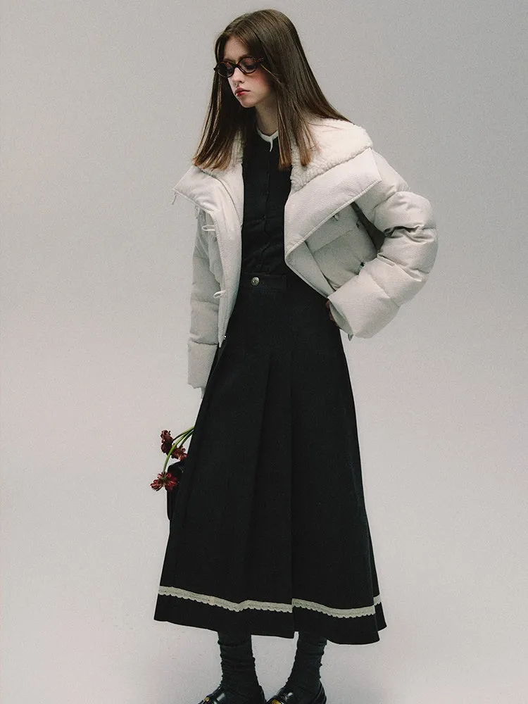 College Style Simple Pleated Long Skirt