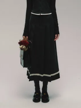 College Style Simple Pleated Long Skirt