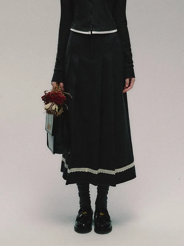 College Style Simple Pleated Long Skirt