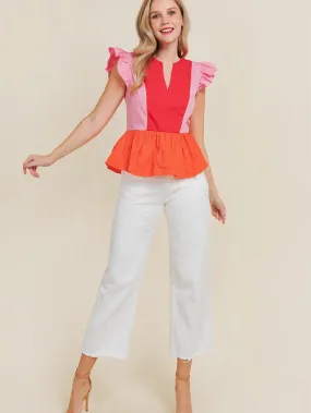 Color Block Peplum Blouse