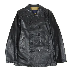 Comme Des Garcons Homme AD2006 Black Coated Cotton Peacoat Size Large