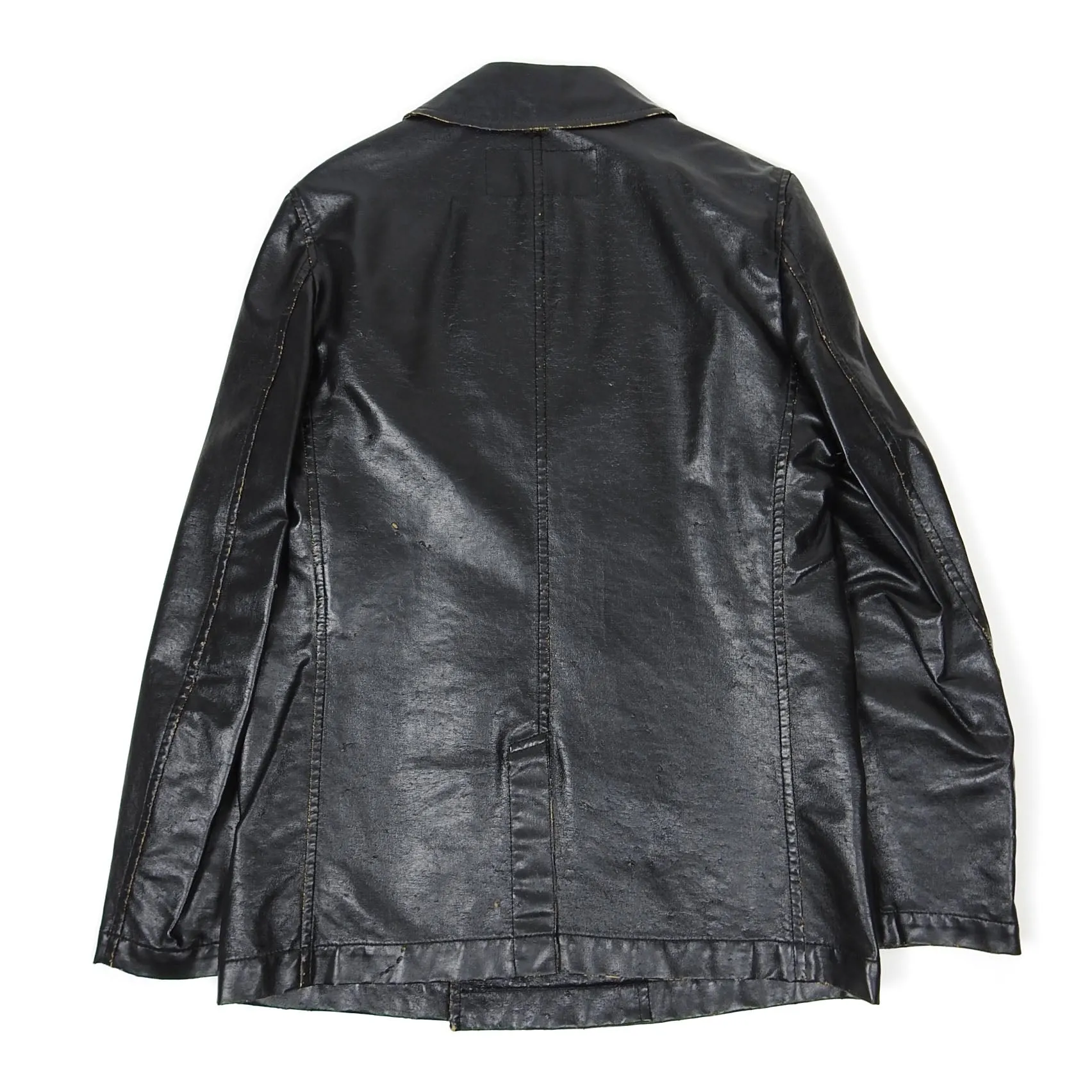 Comme Des Garcons Homme AD2006 Black Coated Cotton Peacoat Size Large