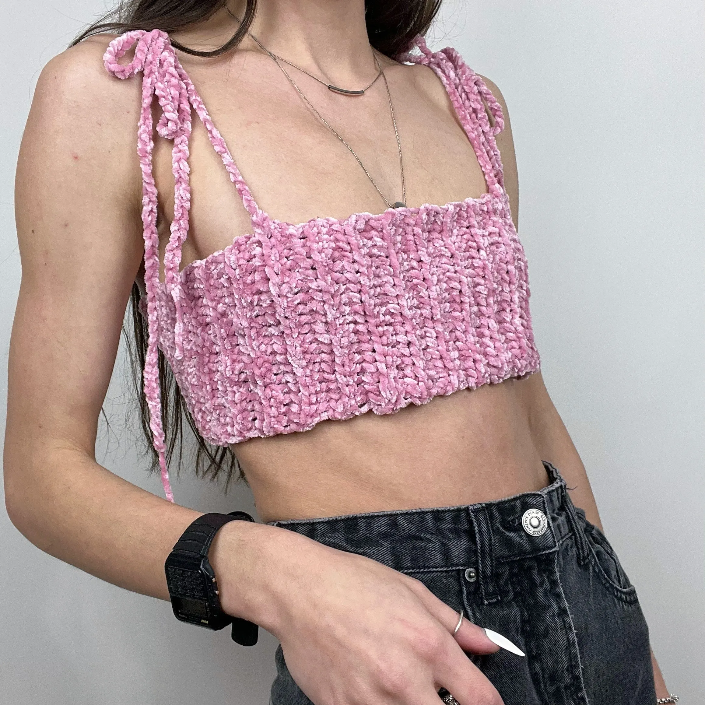 Crocheted Velvet Tube Top