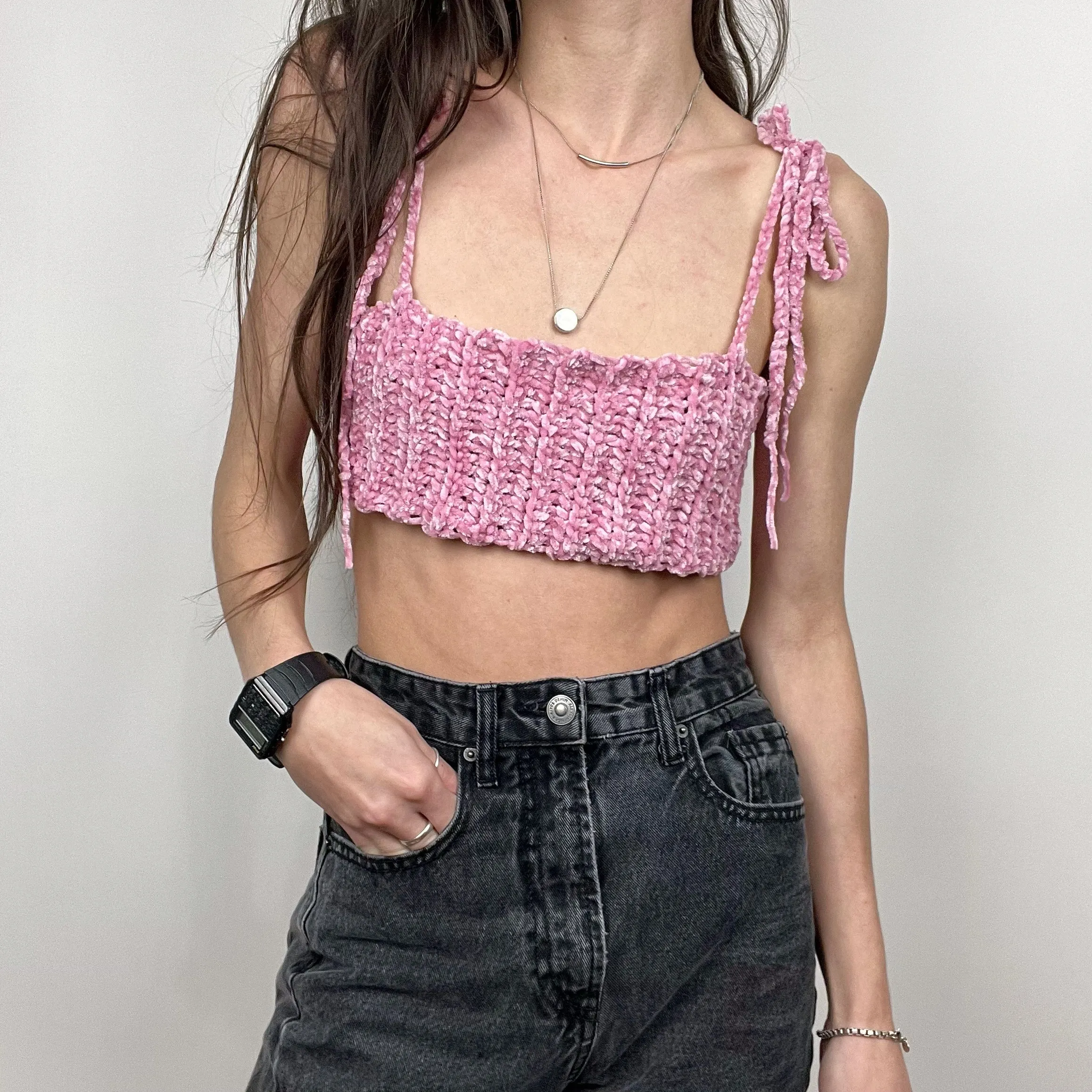 Crocheted Velvet Tube Top