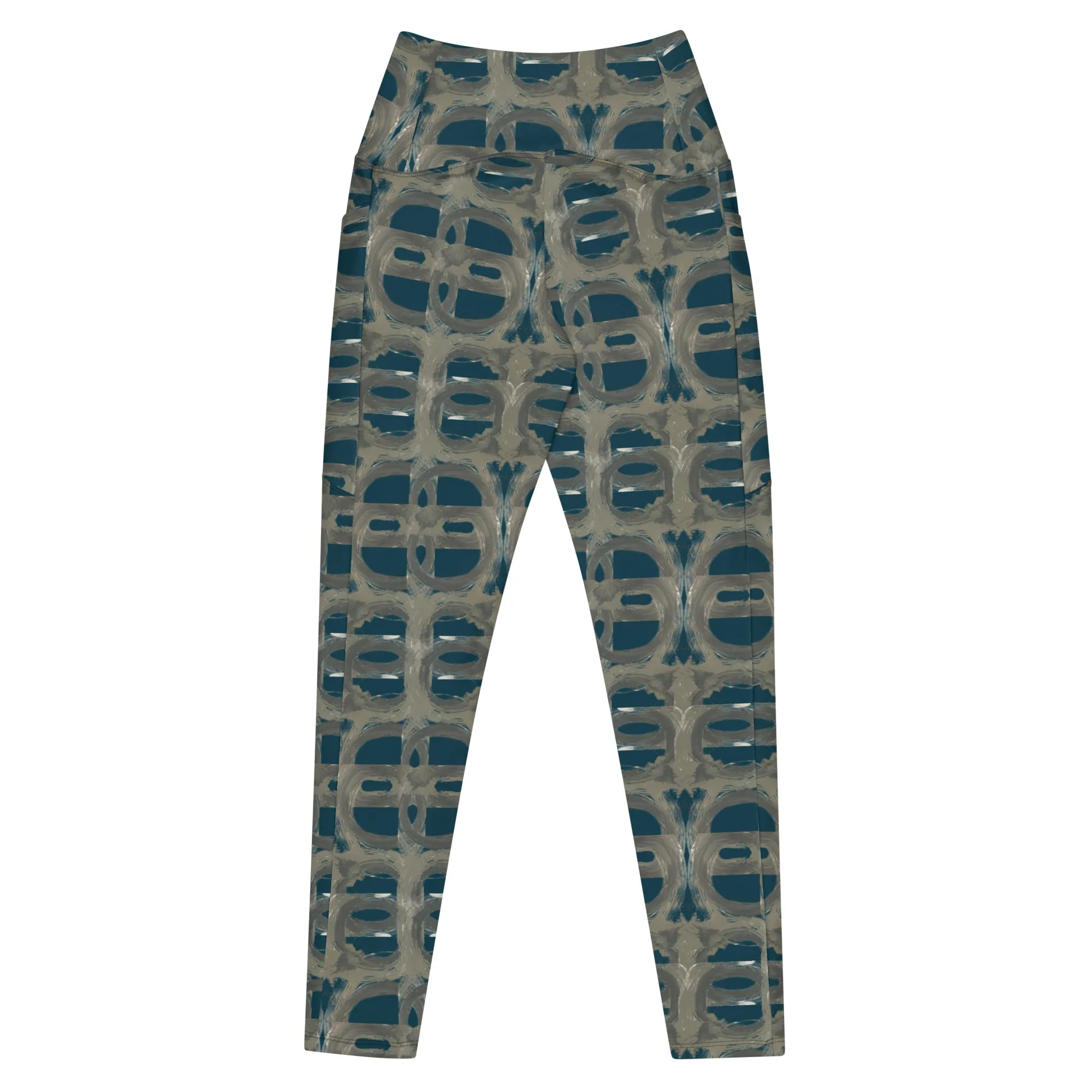 Crossover Leggings with Pockets - Abstract Circle pattern