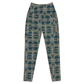 Crossover Leggings with Pockets - Abstract Circle pattern