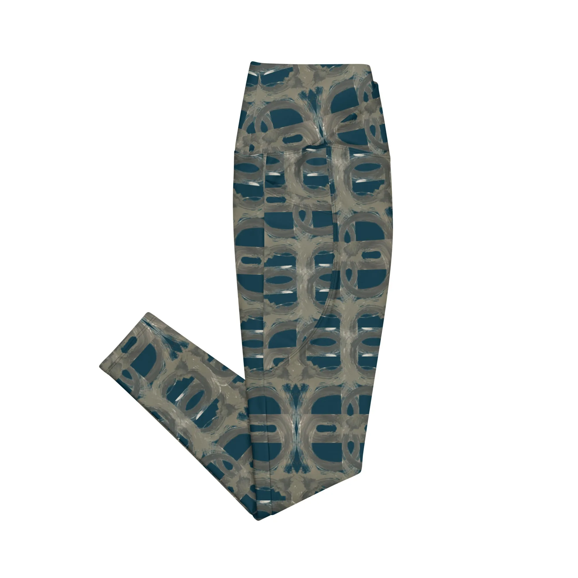 Crossover Leggings with Pockets - Abstract Circle pattern