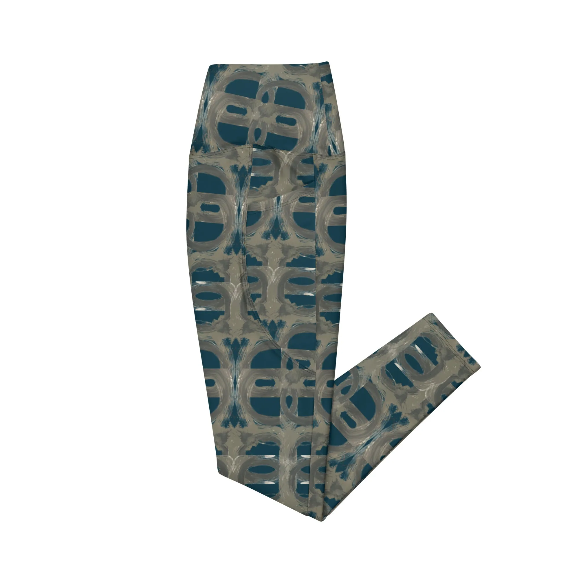 Crossover Leggings with Pockets - Abstract Circle pattern