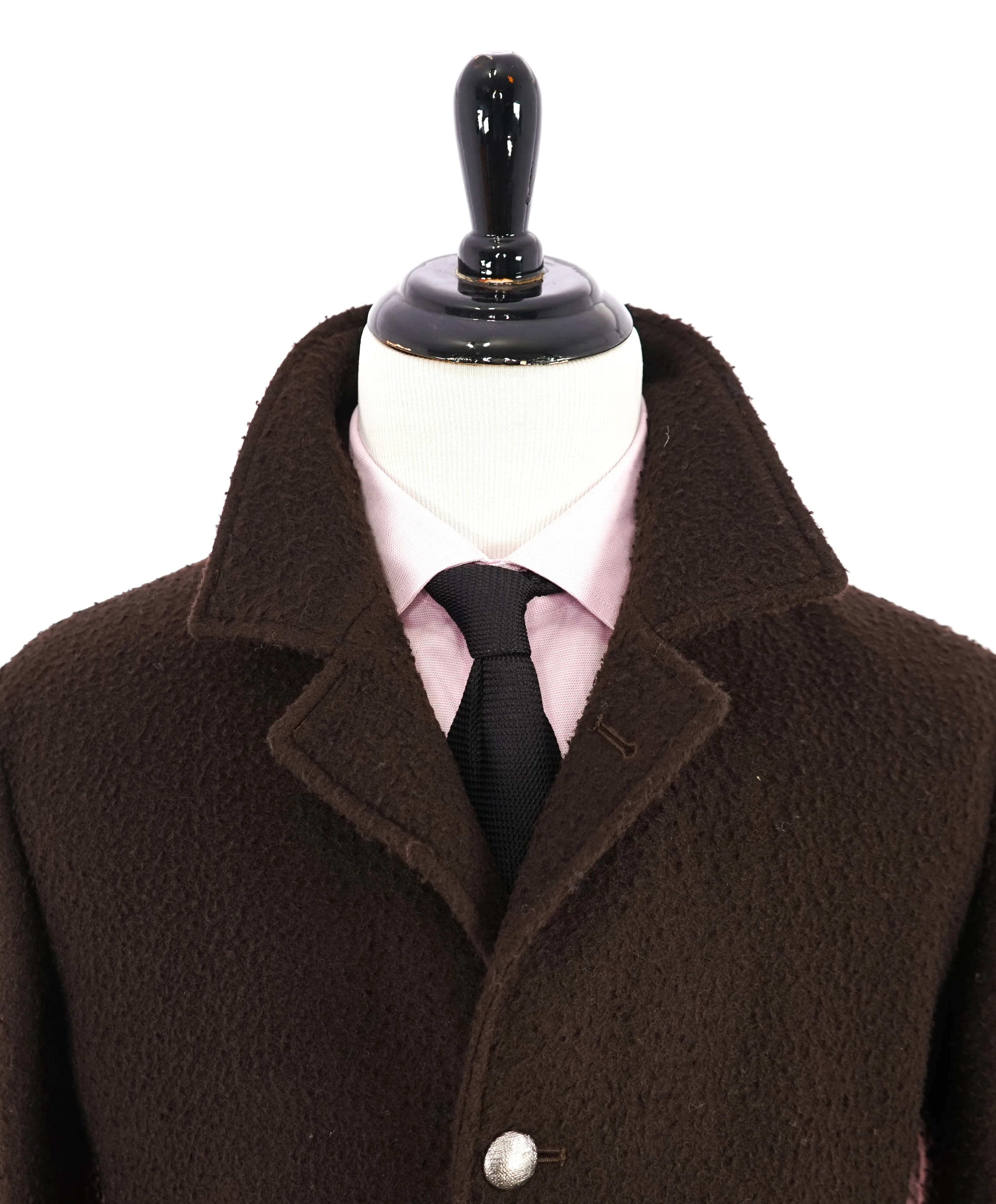 ELEVENTY - Brown Raised Texture Full Length Wool Coat W Metal Bttns - 44US