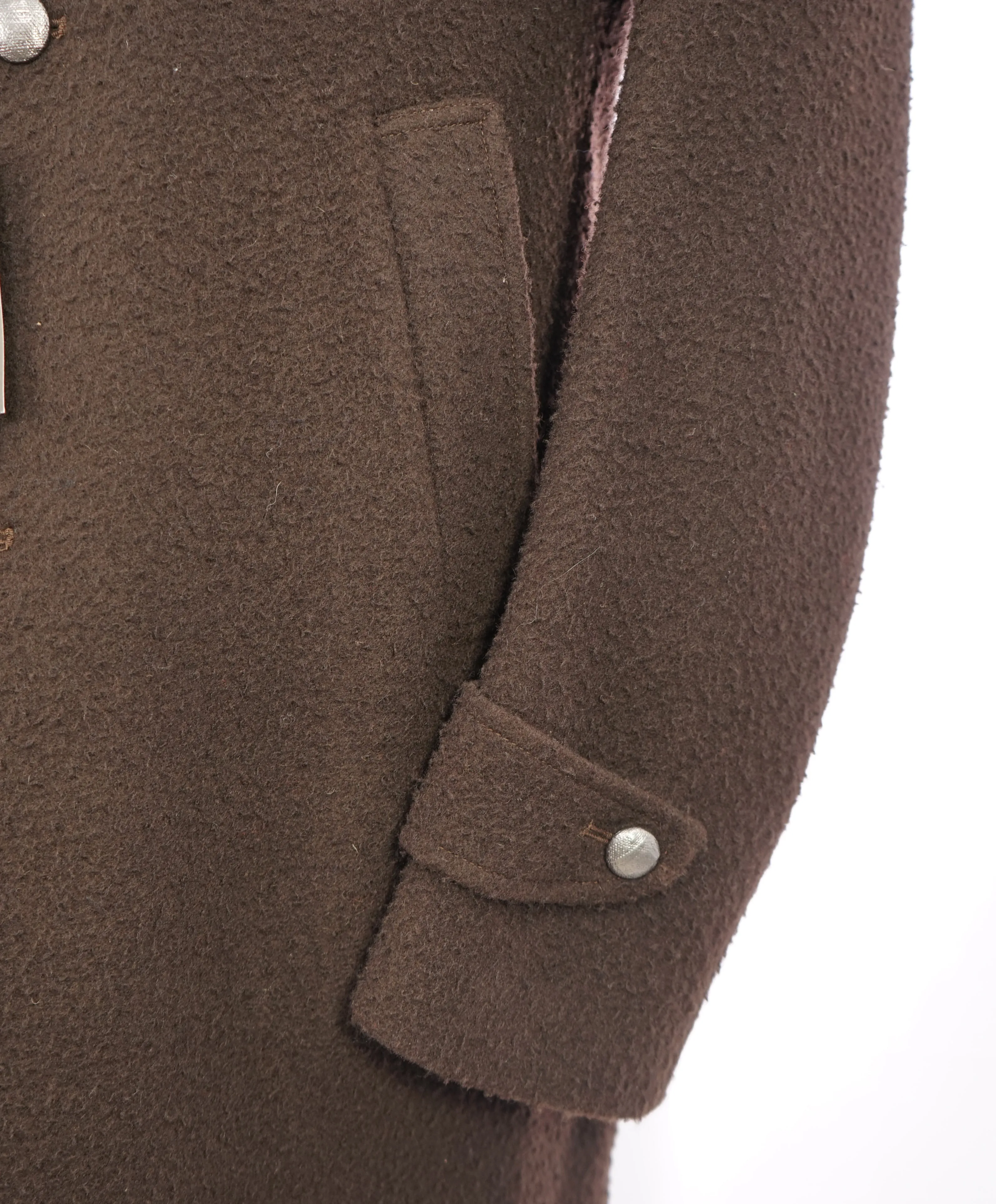 ELEVENTY - Brown Raised Texture Full Length Wool Coat W Metal Bttns - 44US