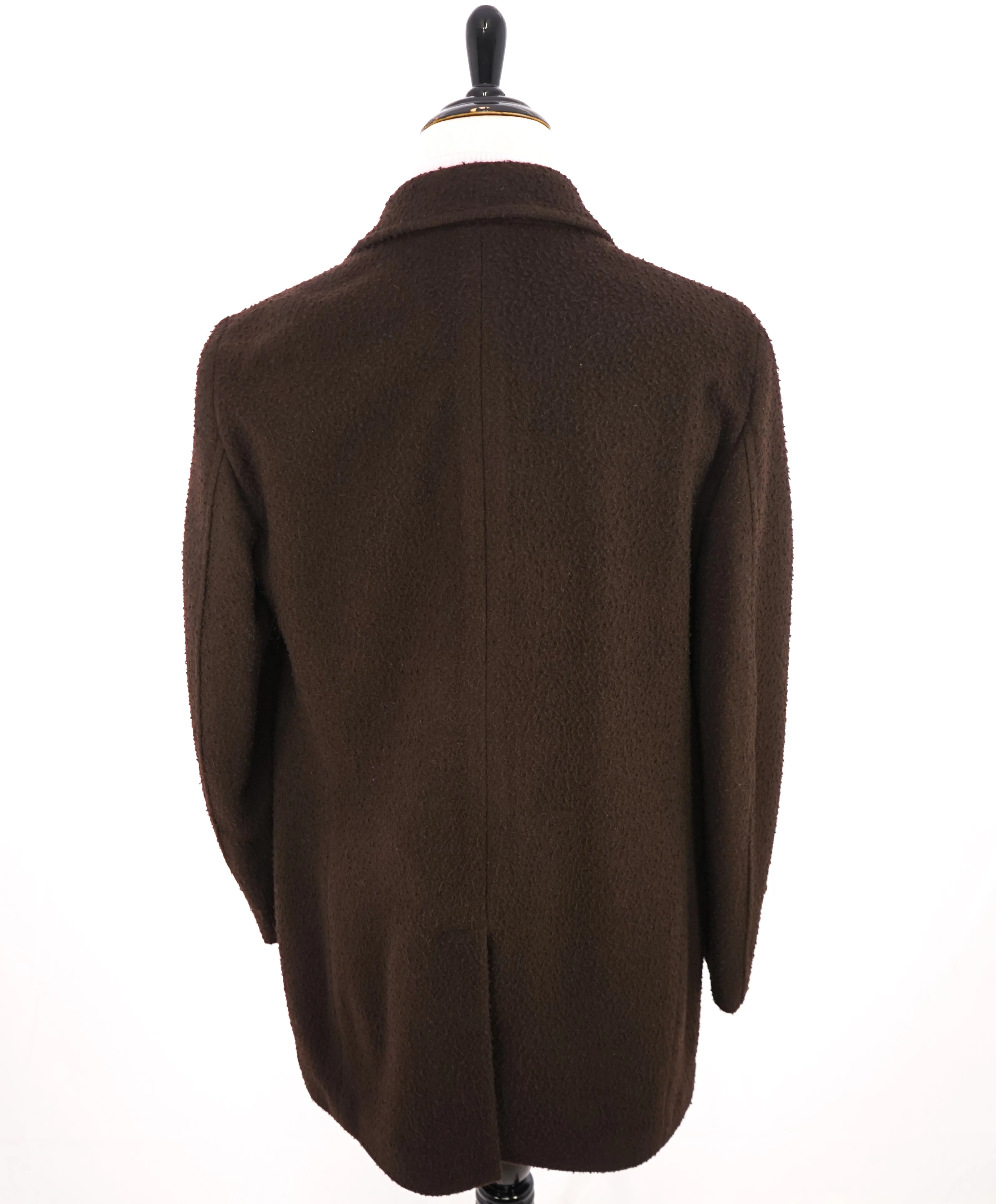 ELEVENTY - Brown Raised Texture Full Length Wool Coat W Metal Bttns - 44US