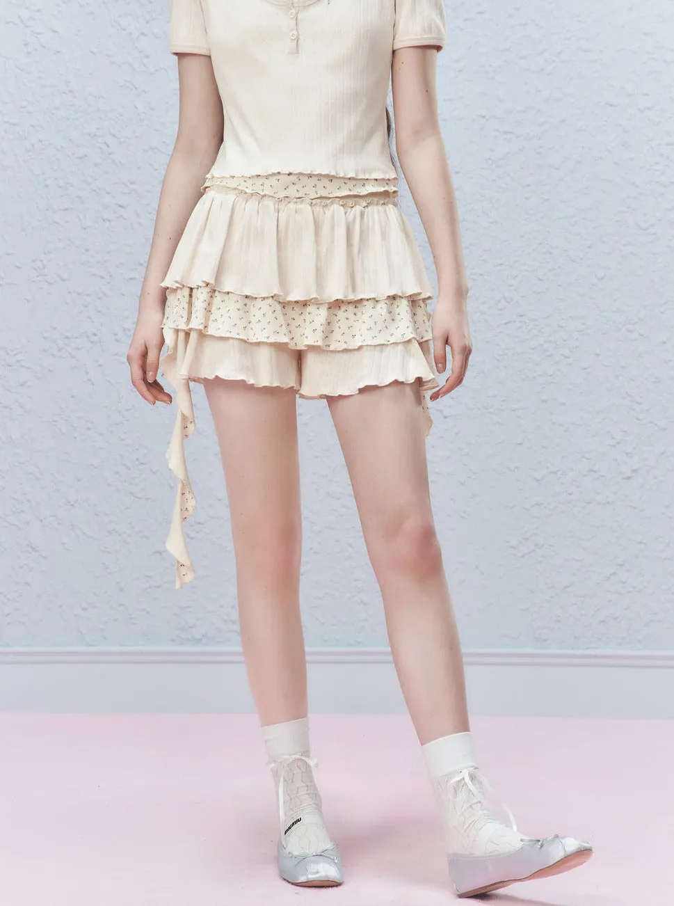 Floral Cake Culottes Cropped Skirt