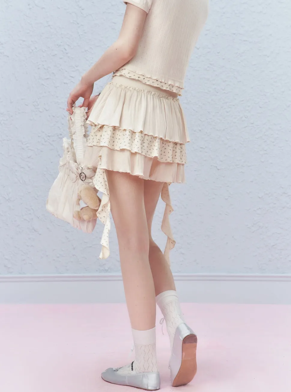 Floral Cake Culottes Cropped Skirt