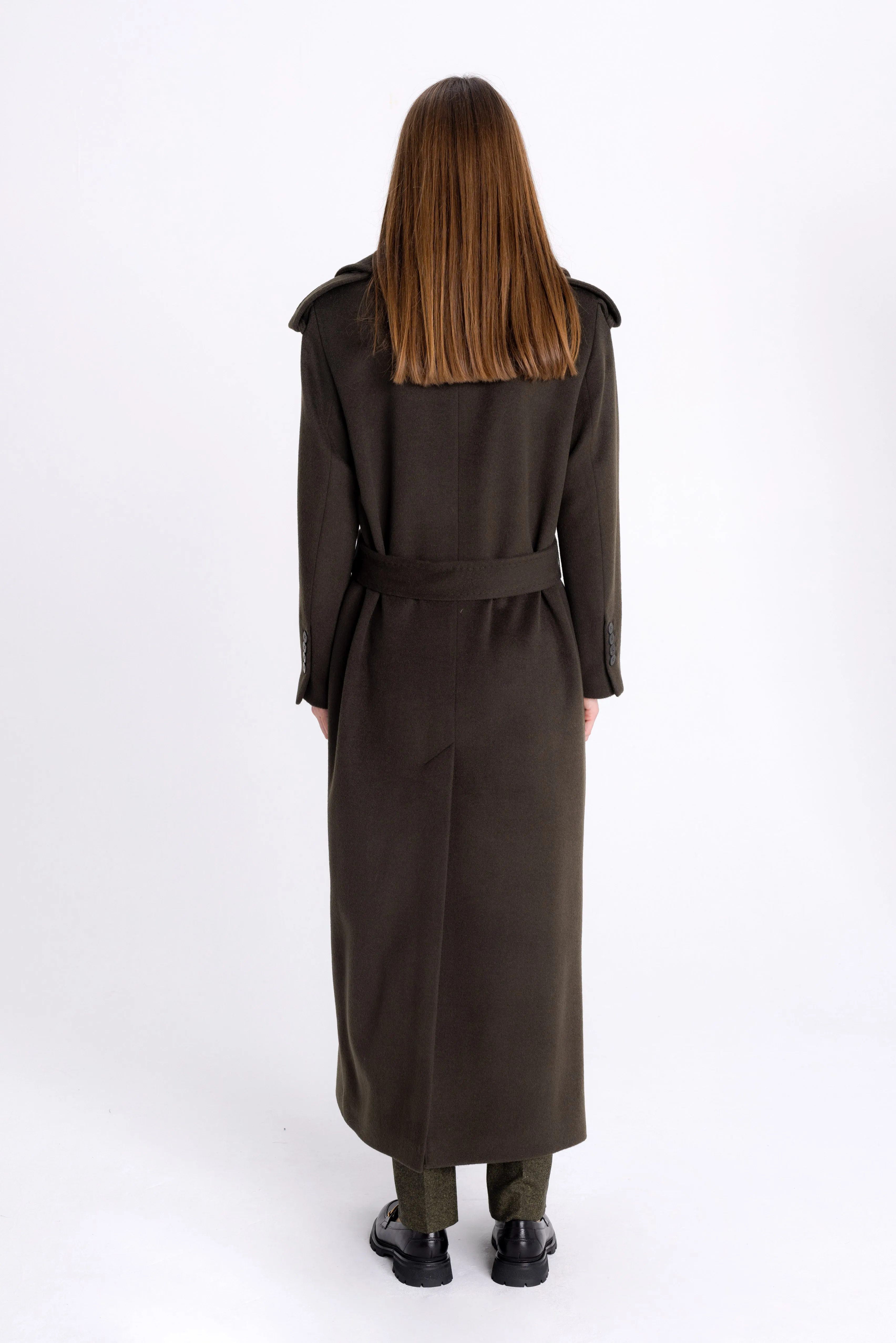 FOREST GREEN DOUBLE-BREASTED WOOL COAT
