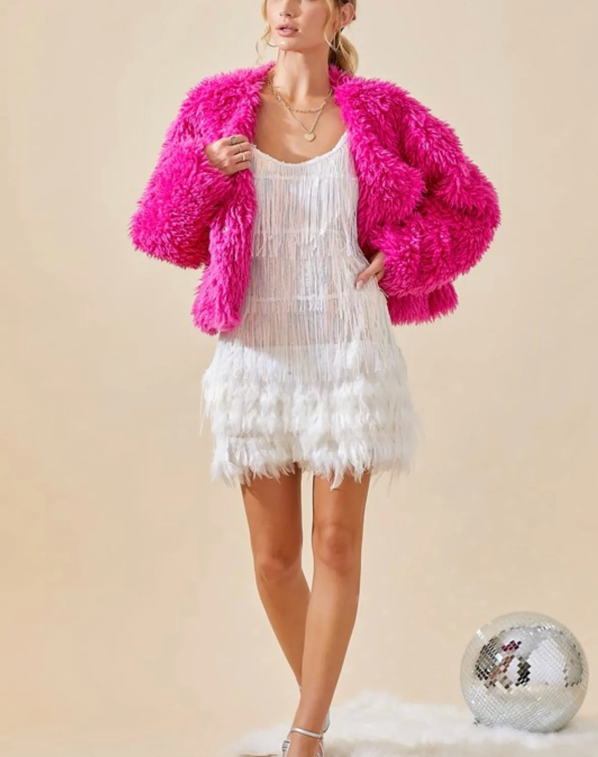 Fuzzy Wrap Hot Pink Coat