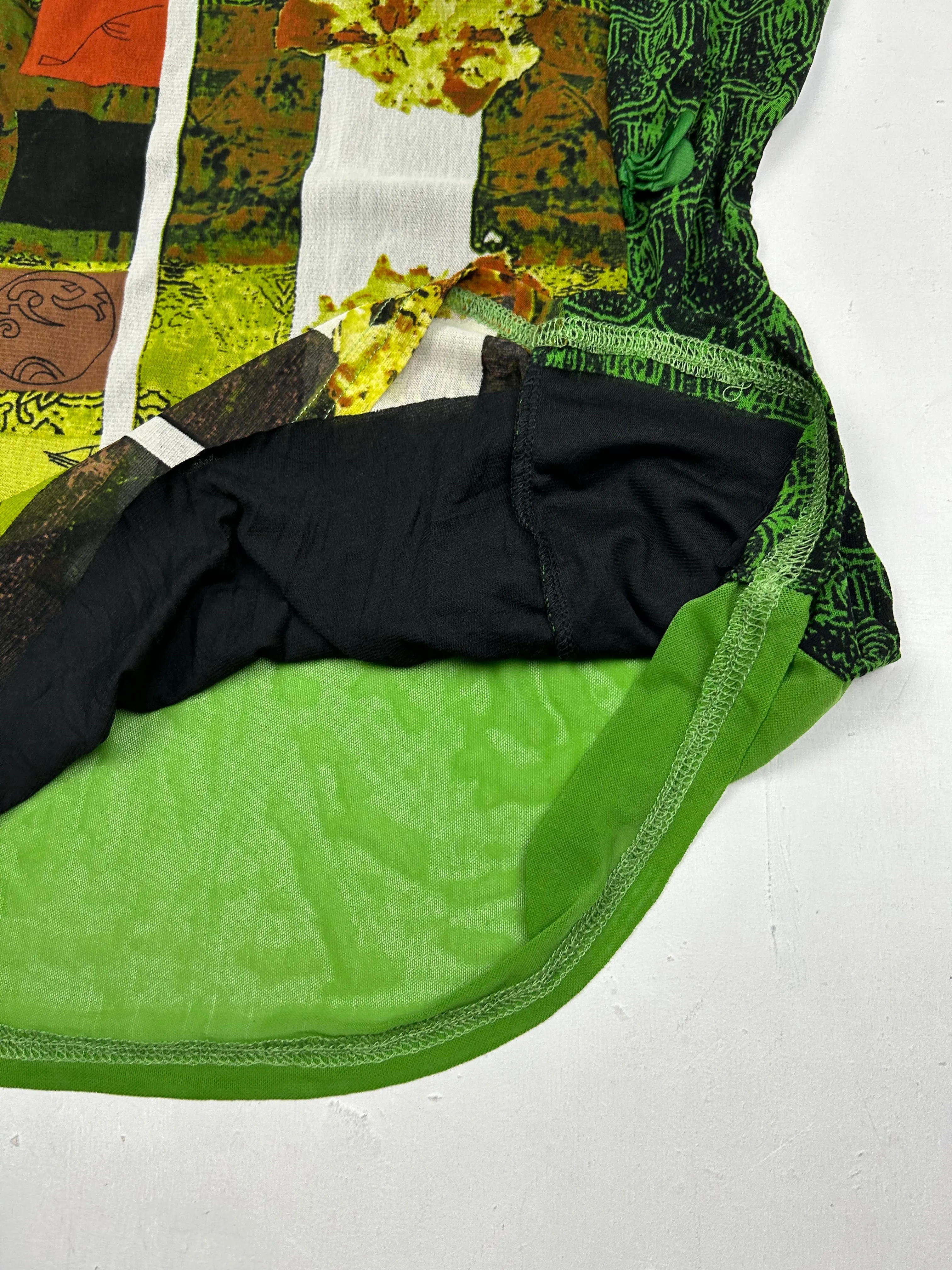 Green graphic print mesh tank top (XL)
