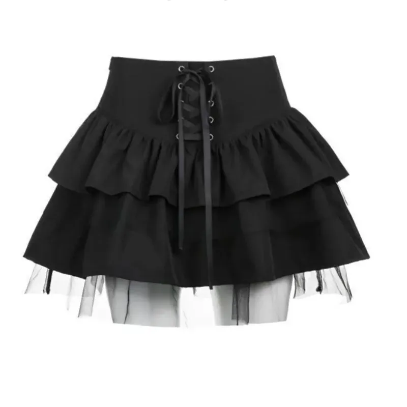 Harajuku Y2k Skirts Women Patchwork Gauze Jupe Bandage Slim Fit Summer Saia 2024 Faldas Mujer De Moda Chic Japanese Mini Skirt