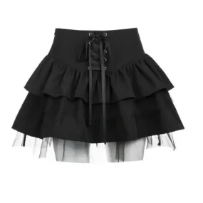 Harajuku Y2k Skirts Women Patchwork Gauze Jupe Bandage Slim Fit Summer Saia 2024 Faldas Mujer De Moda Chic Japanese Mini Skirt