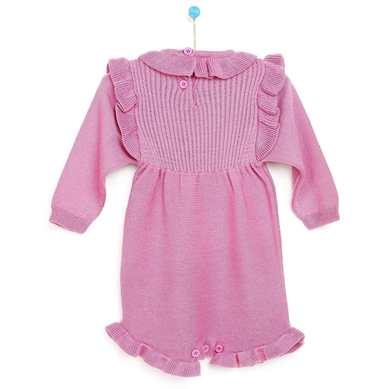 HelloBaby Newborn Frilled Knit Short Overall - Lilac