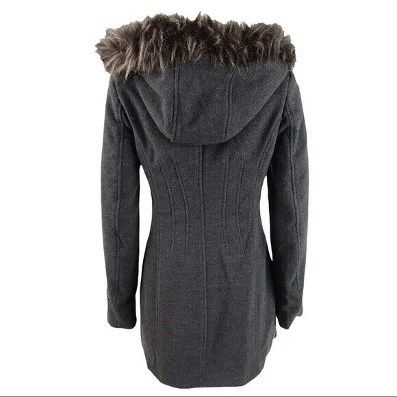 Maralyn & Me Juniors' Faux-Fur-Trim Hooded Coat