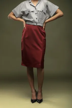 Maroon Knee Length Skirt