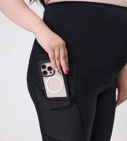 Maternity Leggings Classic 3/4 with Pockets Black