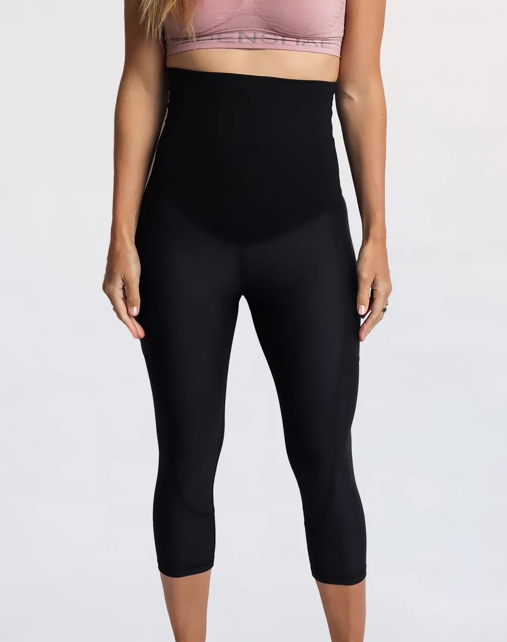 Maternity Leggings Classic 3/4 with Pockets Black