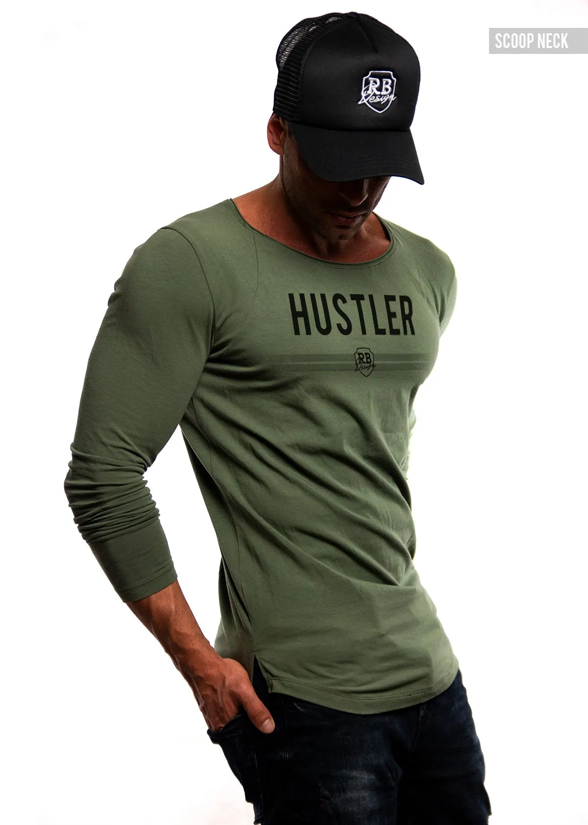 Mens Long Sleeve T-shirt "HUSTLER" MD975