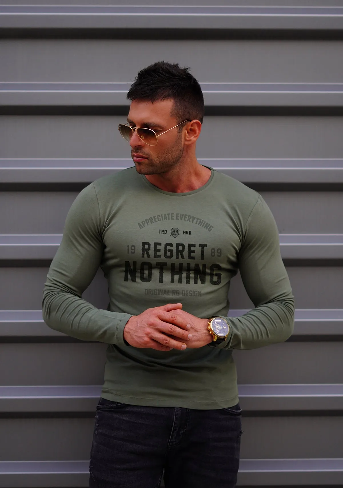 Mens Long Sleeve T-shirt "Regret Nothing" MD982