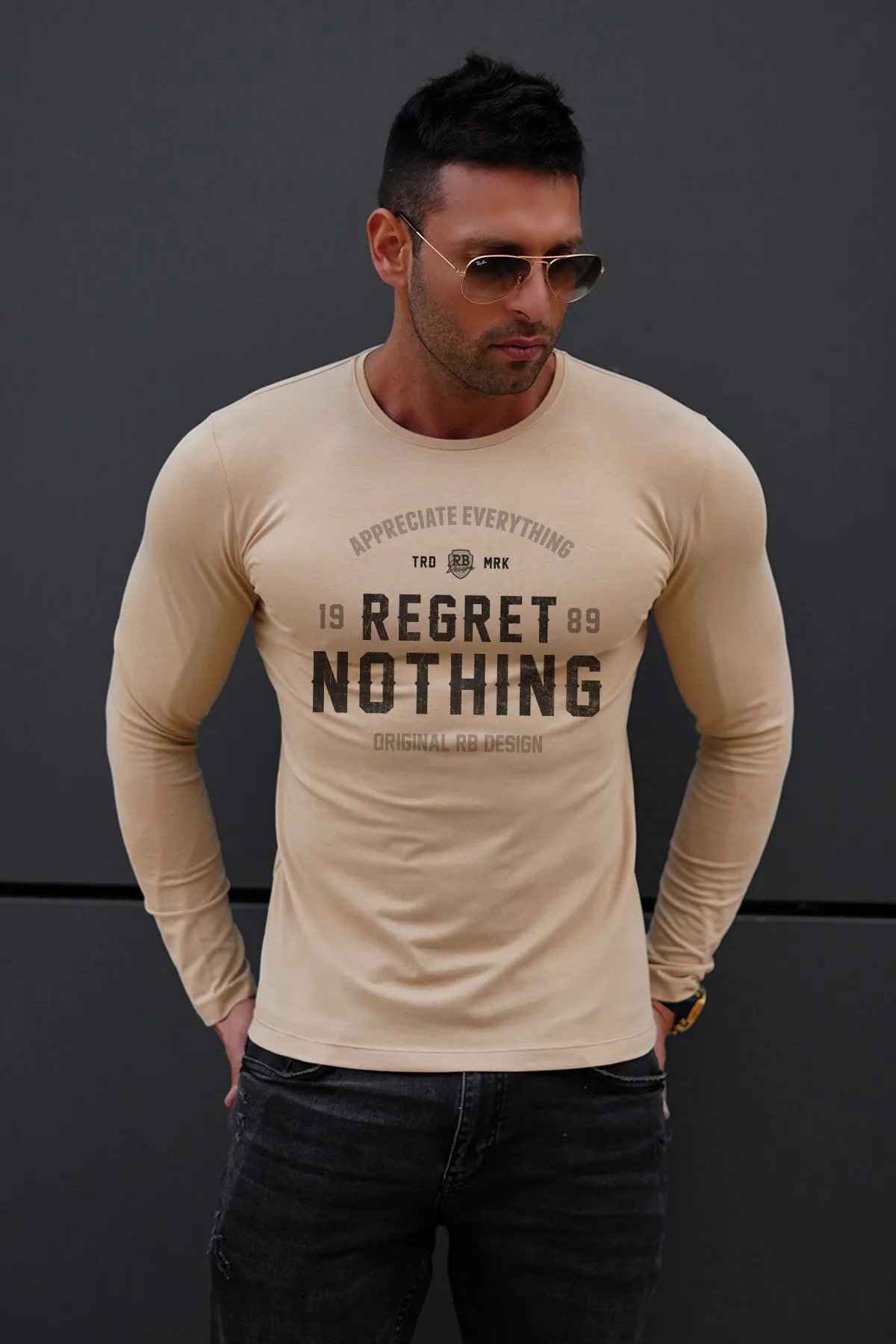 Mens Long Sleeve T-shirt "Regret Nothing" MD982