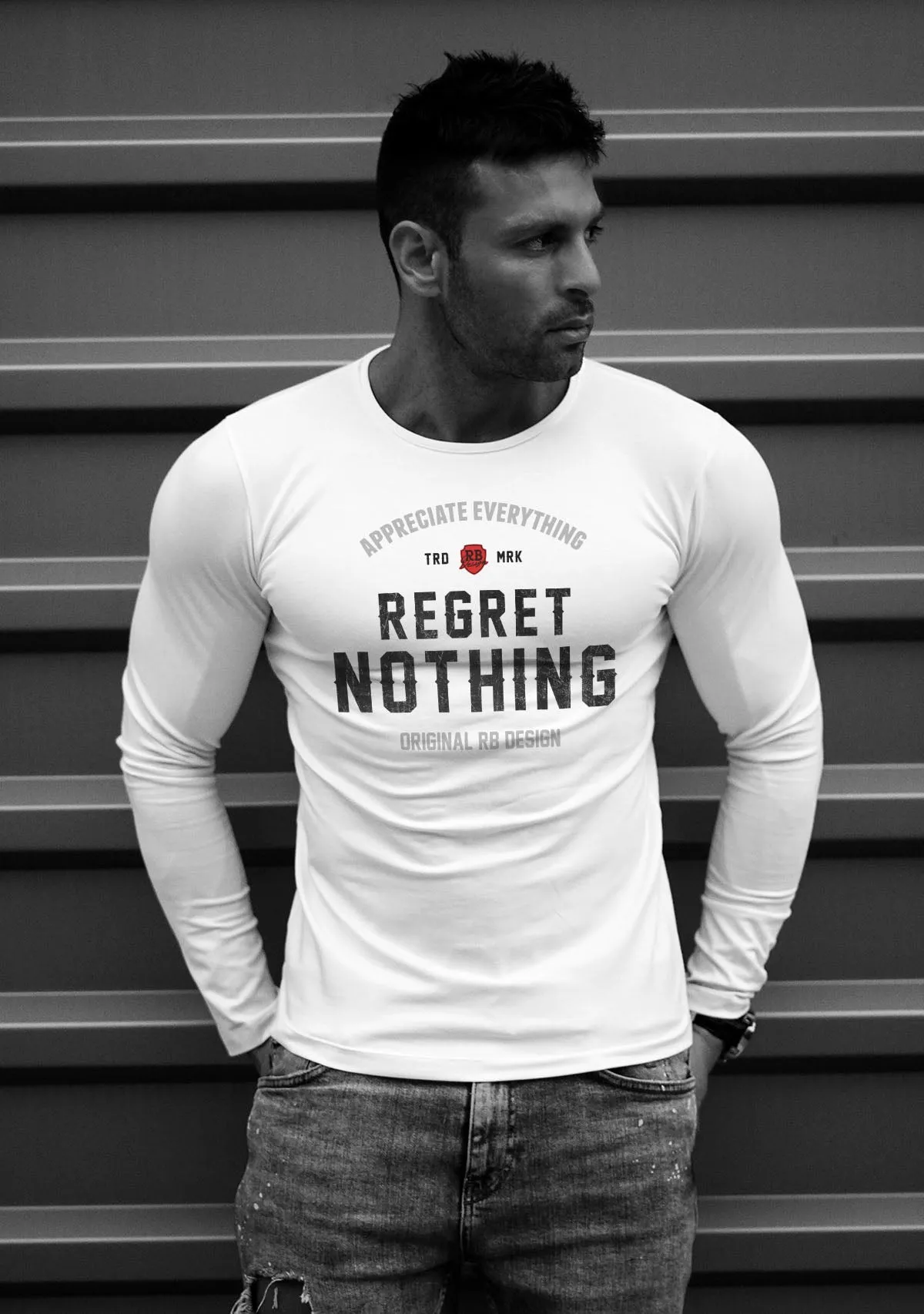 Mens Long Sleeve T-shirt "Regret Nothing" MD982