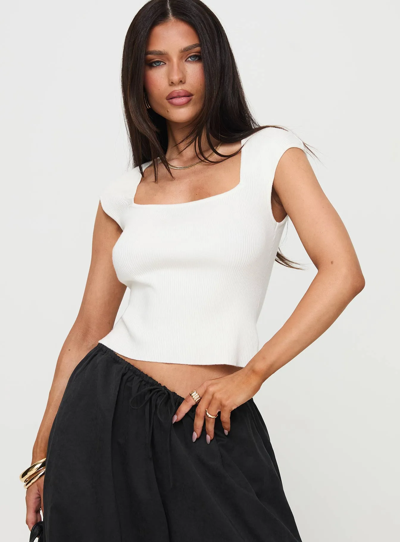 Merris Knit Top White