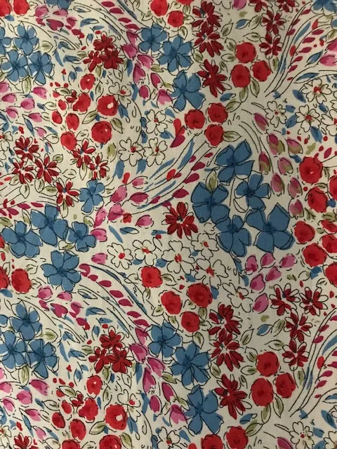 Navy Floral Print Hand made Cotton Top