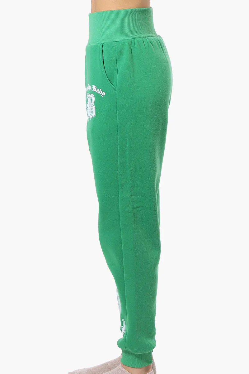 New Look High Waisted Flame Print Joggers - Green